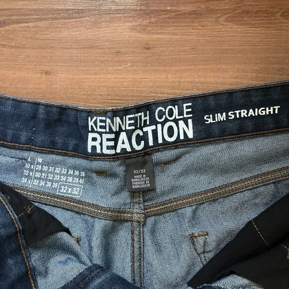 Kenneth Cole Reaction Slim Straight Jeans Size 32/32 Dark Wash Denim - Picture 3 of 5